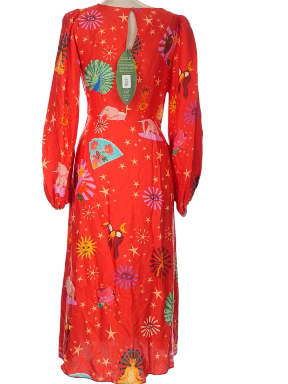 NWT FARM Rio Lotus Star Front Twisted Midi Dress Size Medium - Picture 6 of 10